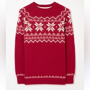 Fat Face Women’s Red & White Snowflake Sweater Size 2/Medium, wool & polyester.